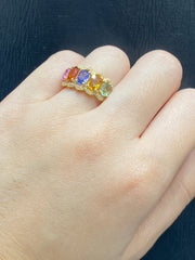 PREORDER | Oval Rainbow Sapphire Gemstones Diamond Jewelry Set 14kt