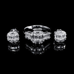 PREORDER | Classic Cushion Baguette Cathedral Diamond Jewelry Set 14kt