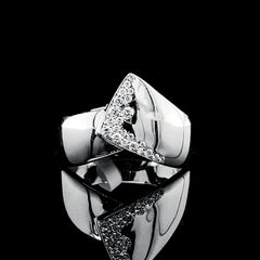PREORDER | Unisex Sharp Overlap Paved Diamond Ring 14kt