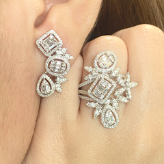 PREORDER | Cluster Shape Statement Diamond Jewelry Set 14kt