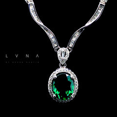 PREORDER | Oval Green Emerald Chocker Gemstones Diamond Necklace 14kt