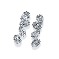 Cluster Shape Baguette Diamond Earrings 14kt