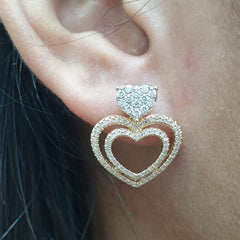 PREORDER | Golden Heart Halo Multi-Wear Diamond Earrings 14kt
