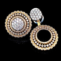 Golden Multi-Wear Statement Round Diamond Earrings 14kt