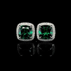 单只光环绿色祖母绿和钻石耳环