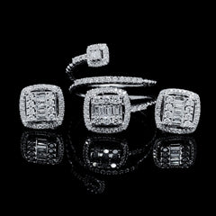 PREORDER | Classic Cushion Spiral Diamond Jewelry Set 14kt