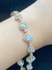 Golden Multi-Shaped Diamond Bracelet 14kt