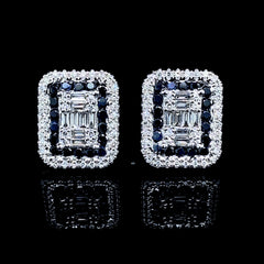 PREORDER | Blue Sapphire Gemstones & Diamond Emerald Earrings 14kt