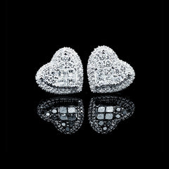 PREORDER | Heart Paved Invisible Setting Diamond Earrings 14kt