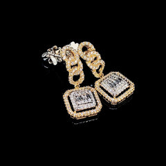 PREORDER | Golden Square Chain Dangling Diamond Earrings 14kt