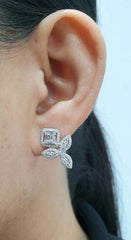 方形榄尖形钻石耳环 14kt