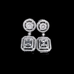 PREORDER | Round Emerald Dangling Diamond Earrings 14kt