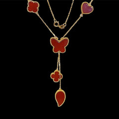 #TheVault | Golden Red Carnelian Mixed Shape Centered Necklace 18kt