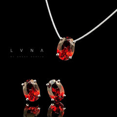 Made-To-Order | Red Ruby Gemstones Earrings & Necklace Jewelry Set 18kt