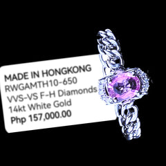 PREORDER | Pink Sapphire Gemstones Chain Diamond Ring 14kt