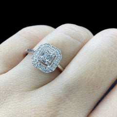 PREORDER | Halo Paved Emerald Diamond Ring 14kt