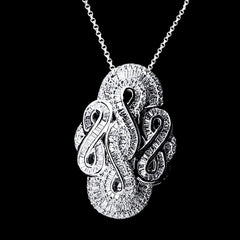 LVNA 선물 | 인피니티 바게트 플로라 다이아몬드 목걸이 16-18" 18kt 화이트 골드 체인