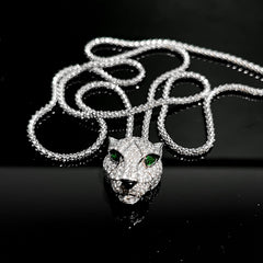 男女皆宜的 Panther 钻石铺镶长​​项链 14kt