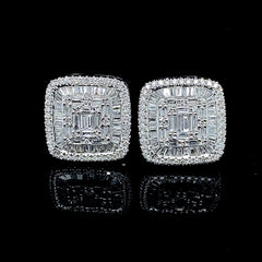 CLEARANCE BEST | Large Classic Square Diamond Earrings 14kt