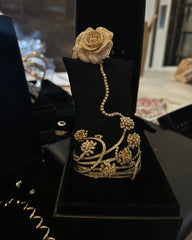 LVNA Signatures™️ The Archives | Golden Flower Ring Piece Paved Statement Diamond Bangle 18kt