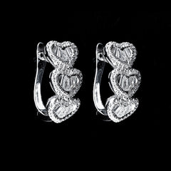 PREORDER | Trio Heart Hoop Diamond Earrings 14kt