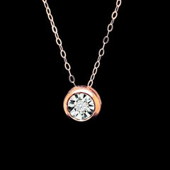 Rose Classic Round Diamond Necklace 18kt