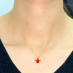 #LoveIVANA | #LoveLVNA | Red Coral Lady Bug Diamond Necklace 18kt