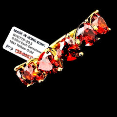 PREORDER | Golden Ruby Hearts Half Eternity Gemstones Diamond Ring 18kt Gold