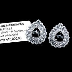 PREORDER | Pear Statement Diamantes Black Colored Diamond Earrings 14kt