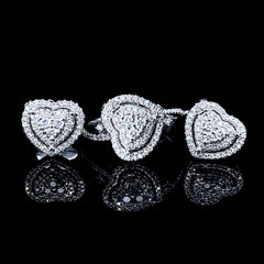 PREORDER | Classic Heart Halo Diamond Jewelry Set 14kt