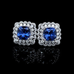 PREORDER | Sapphire Gemstones Halo Stud Diamond Earrings 14kt