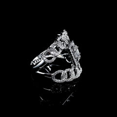 Chain Emerald Statement Diamond Ring 14kt