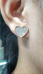 Large Heart Diamond Studded Earrings 14kt