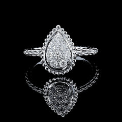 PREORDER | Classic Pear Paved Band Diamond Ring 14kt