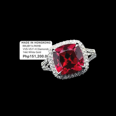 PREORDER | Cushion Red Ruby Paved Gemstones Diamond Ring 14kt