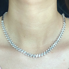 HKG | Marquise Baguette Half Eternity Tennis Diamond Choker Necklace 18kt
