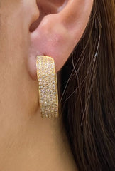 PREORDER | Golden Large Paved Oval Hoop Earrings 14kt
