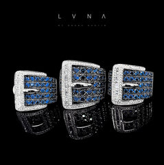 #LVNA2024 | Blue Sapphire Gemstones Belt Deco Diamonds Jewelry Set 14kt