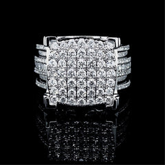 PREORDER | Large Cushion Cathedral Paved Diamond Ring 14kt