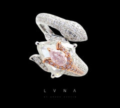 LVNA Signatures | 2.89ct Fancy Pink & Rosecut Diamond Deco Paved Band 18kt