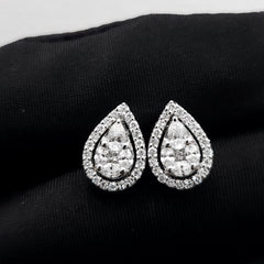 PREORDER | Classic 4.5ct Face Halo Pear Invisible Setting Stud Diamond Earrings 18kt