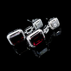 PREORDER | Red Ruby Dangling Gemstones Diamond Earrings 14kt