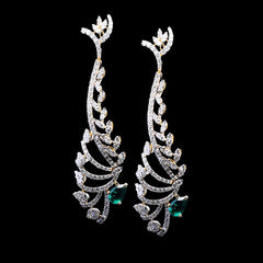 PREORDER | Golden Angel Wings Green Colombian Accent Cluster Shape Diamond Earrings 18kt
