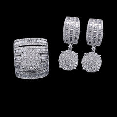PREORDER | Round Baguette Statement Diamond Jewelry Set 14kt