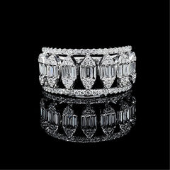 Unisex Marquise Half Eternity Deco Diamond Ring 14kt