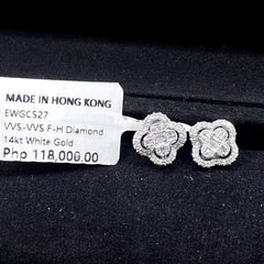 PREORDER | Lucky Floral Clover Halo Stud Diamond Earrings 14kt