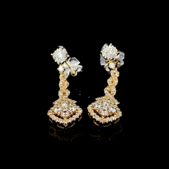 Golden Deco Drop Diamond Earrings 14kt