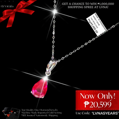 Pear Red Ruby Gemstones Necklace 14kt