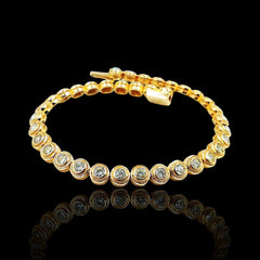 Golden Round Tennis Diamond Bracelet 18kt