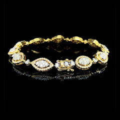 Golden Cluster Shape Tennis Diamond Bracelet 14kt